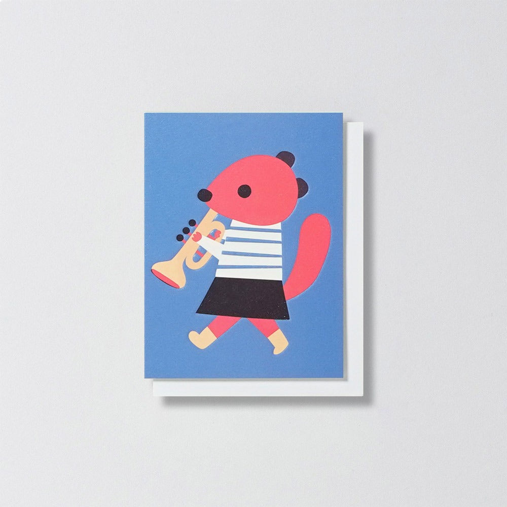 Minikarte Eichhörnchen mit Trompete