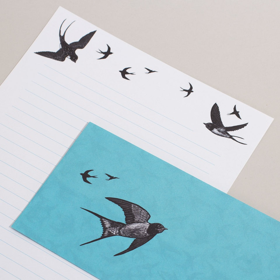Briefpapierset Schwalben