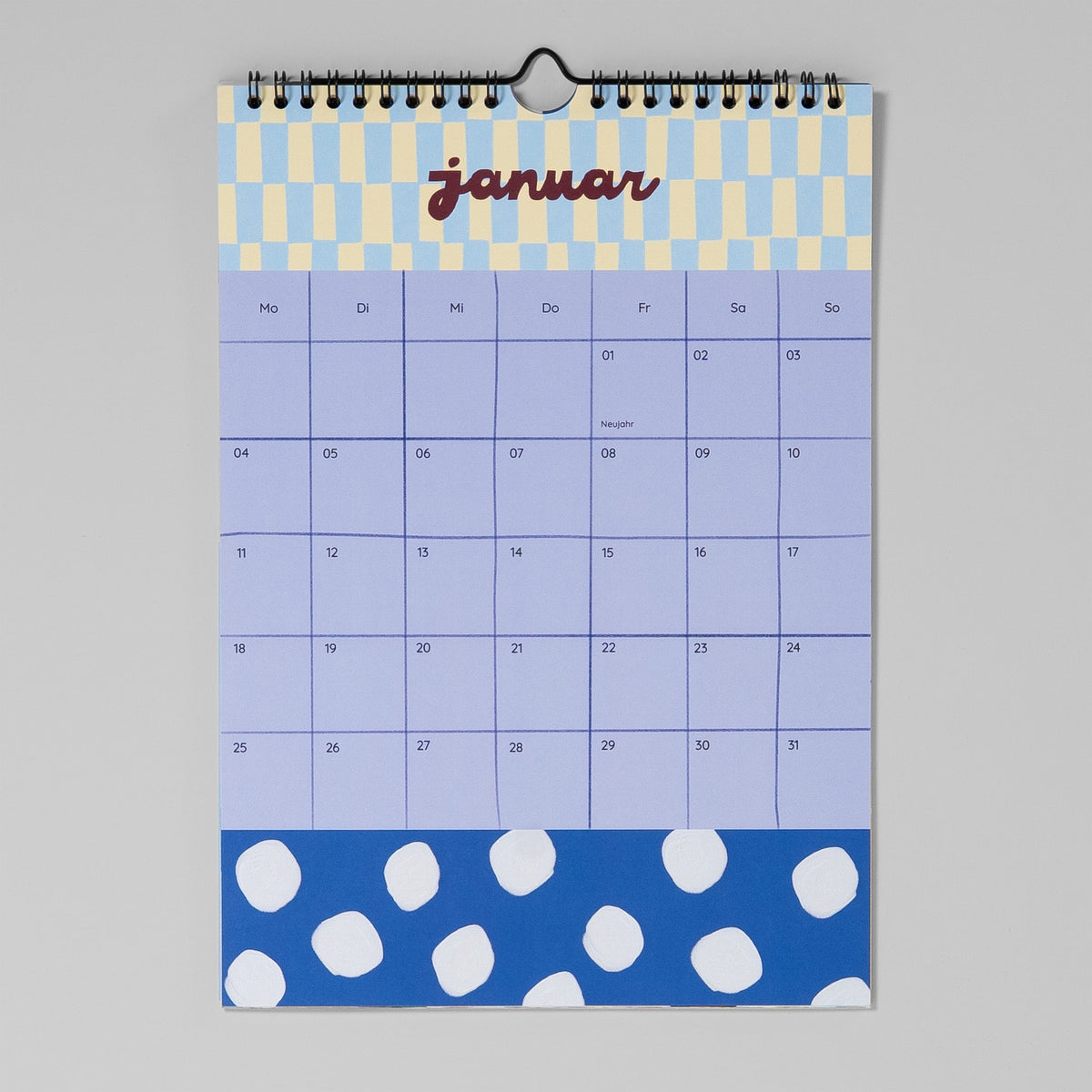 Monatsseite Januar im A4-Wandkalender 2027 mit Platz für Termine und Notizen