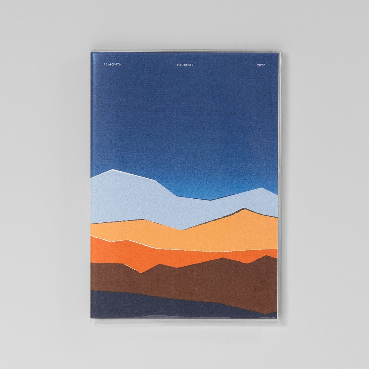 Monatskalender Scenery A5 in Blau – Bergpanorama-Cover, Vorderseite