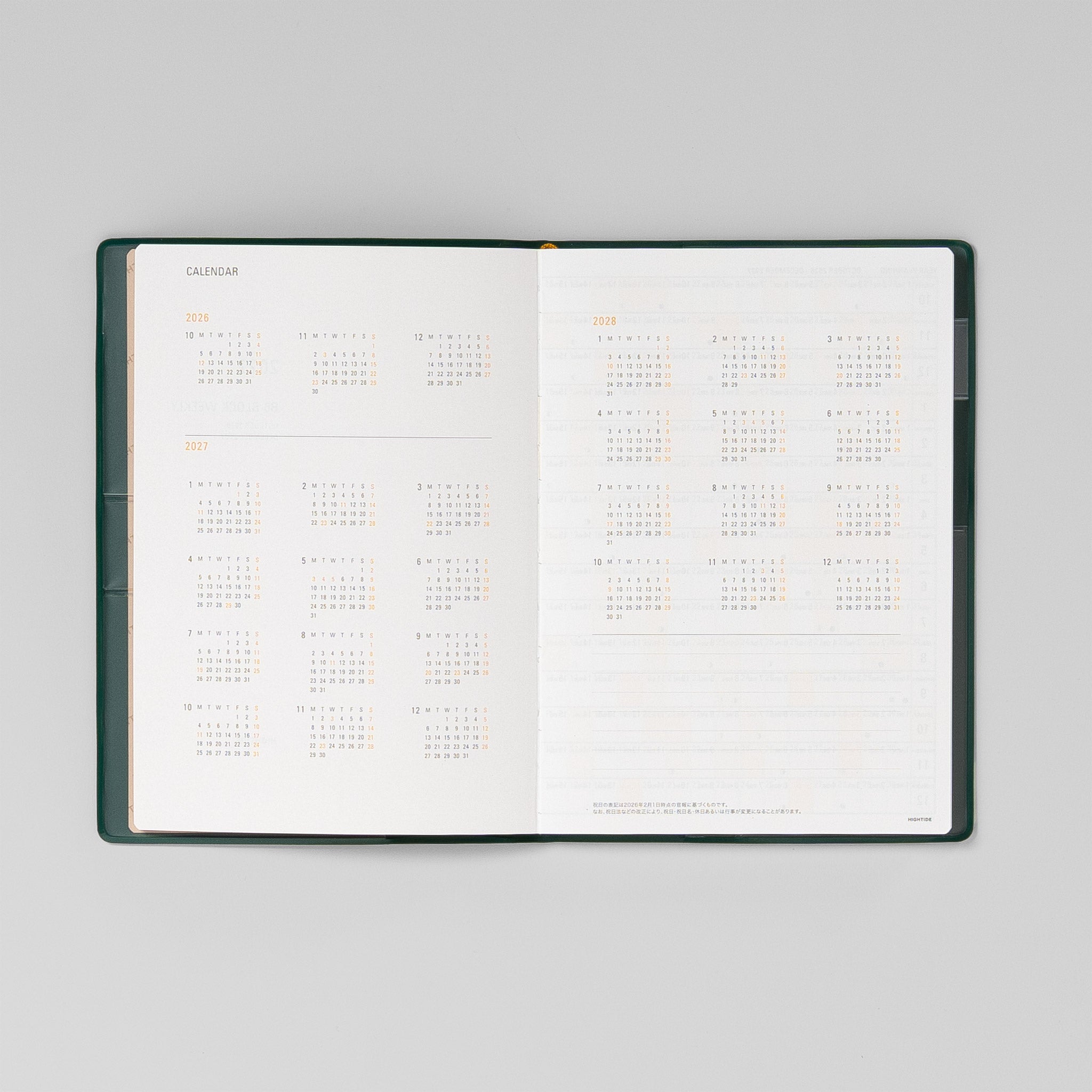 Jahreskalendarium im Iris B6 Wochenkalender – Monatszahlen auf einen Blick