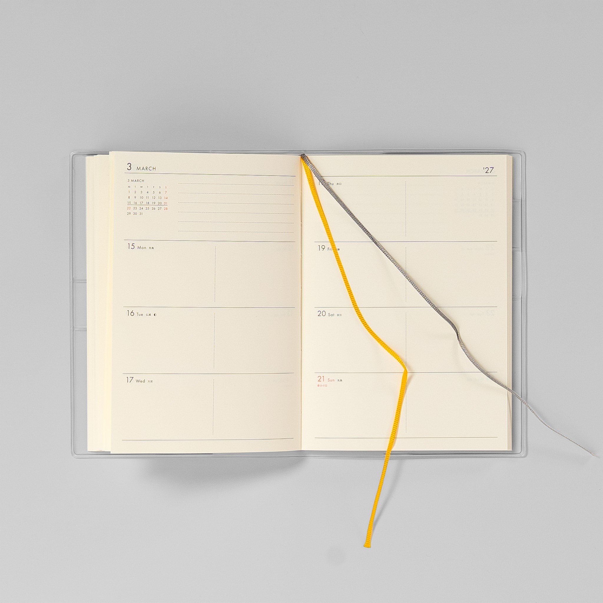 Lesebändchen im Poche Wochenkalender zum Markieren der aktuellen Woche
