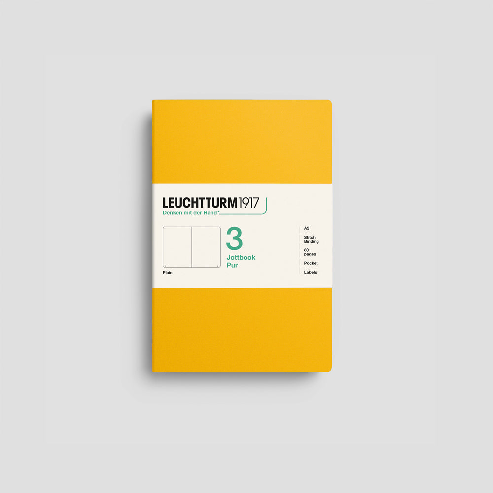 Jottbook Pur Notizheft 3er Set, A5, Cover Sonnengelb, blanko Papier #Farbe_Sunflower