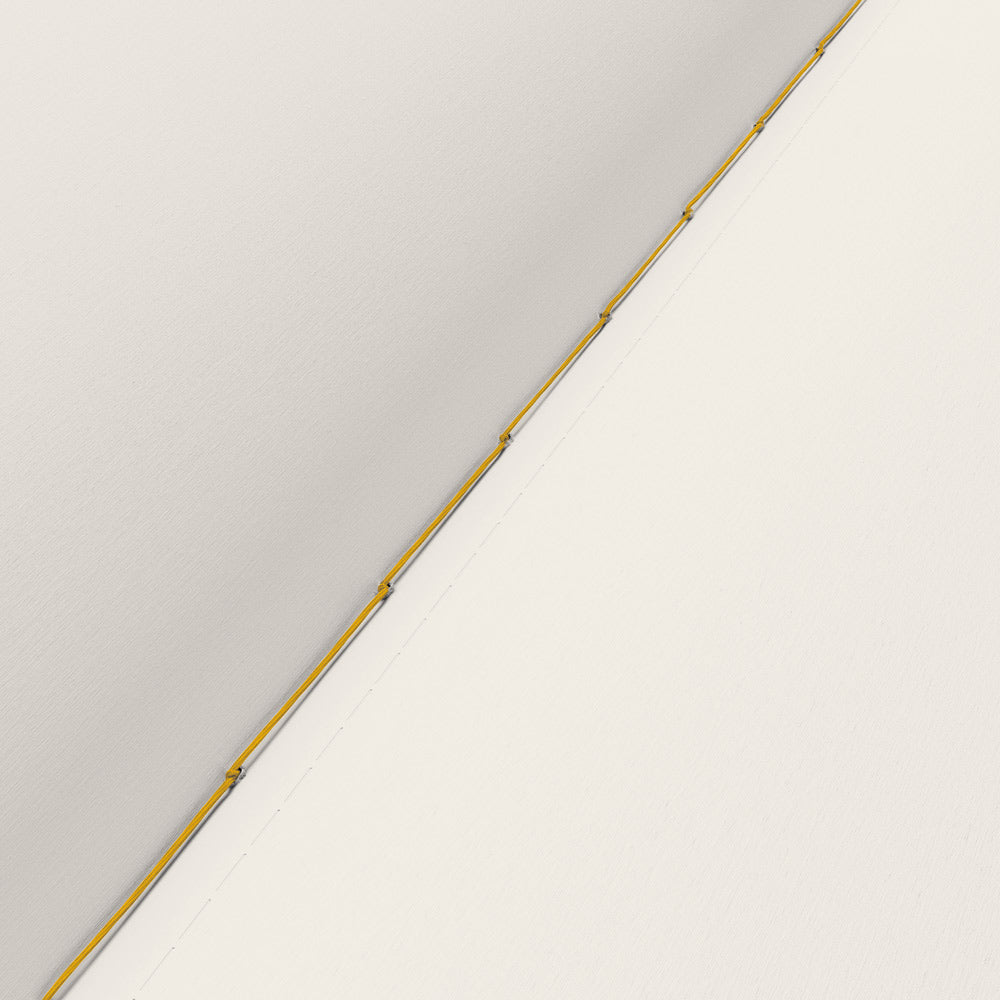 Jottbook Pur Sonnengelb, Detailansicht Blankoseite, Steppstichheftung und Perforation