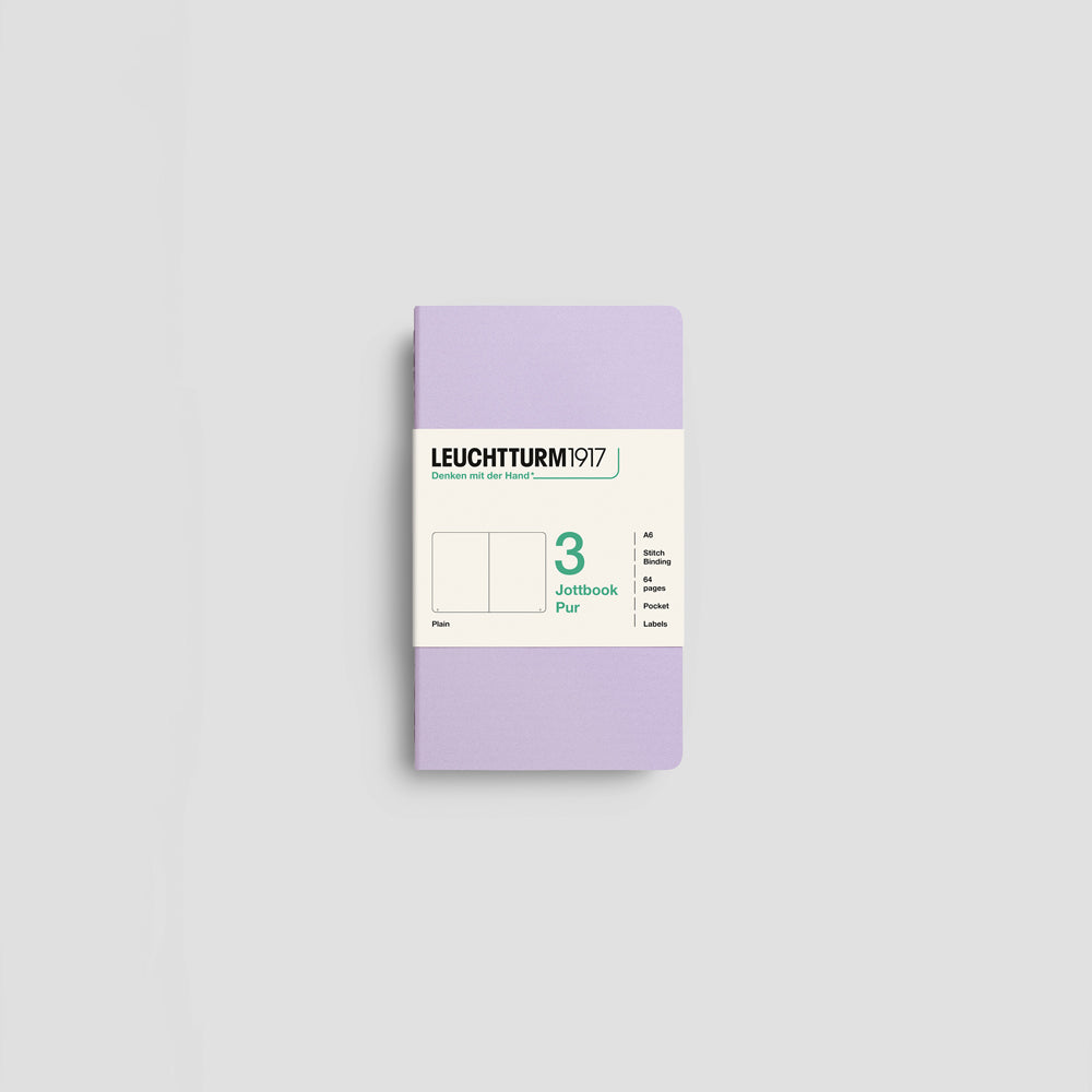 Jottbook Pur Notizheft 3er Set, A6 Pocket, Cover Lila, blanko Papier #Farbe_Lilac