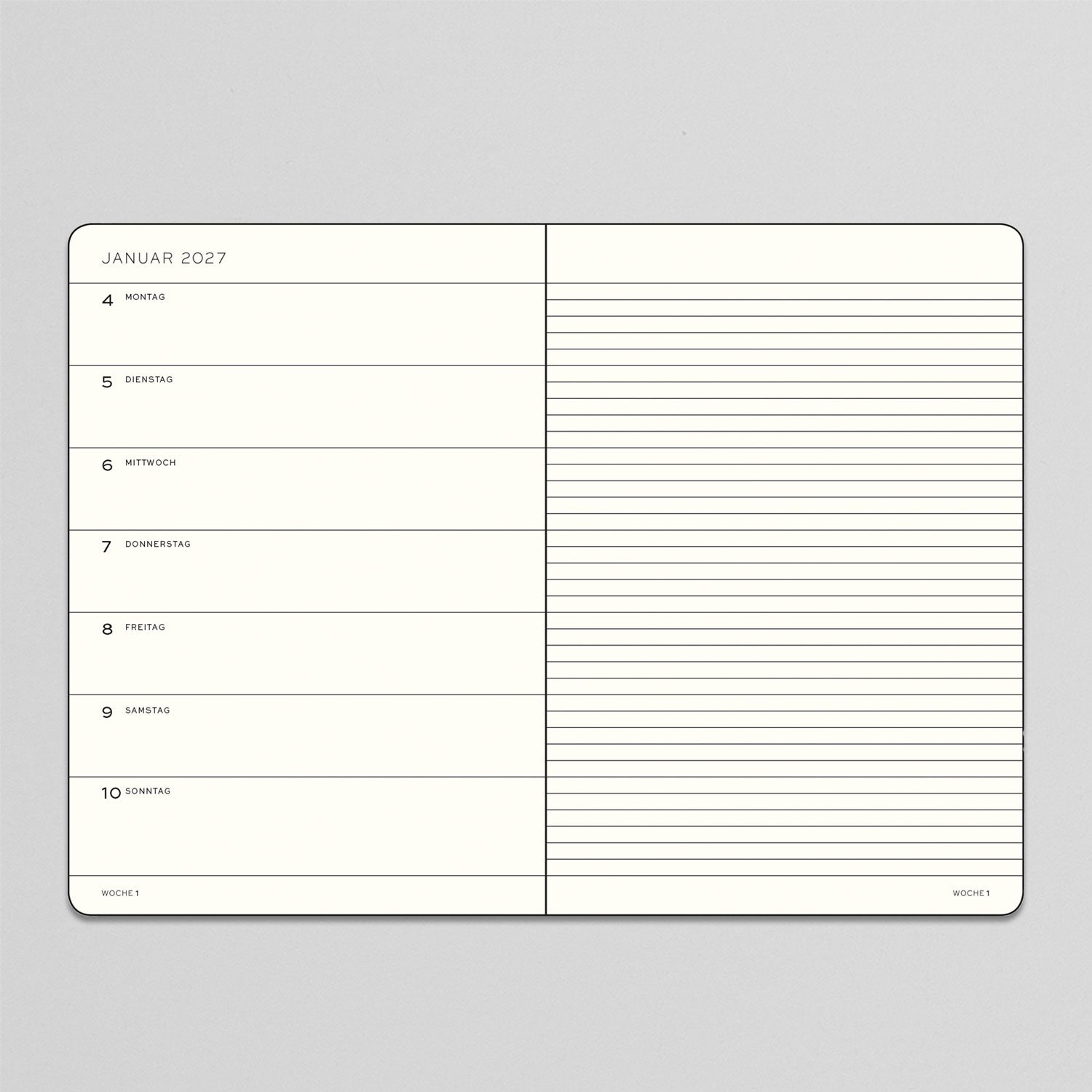 18 Monate Wochenkalender und Notizbuch 2026/2027
