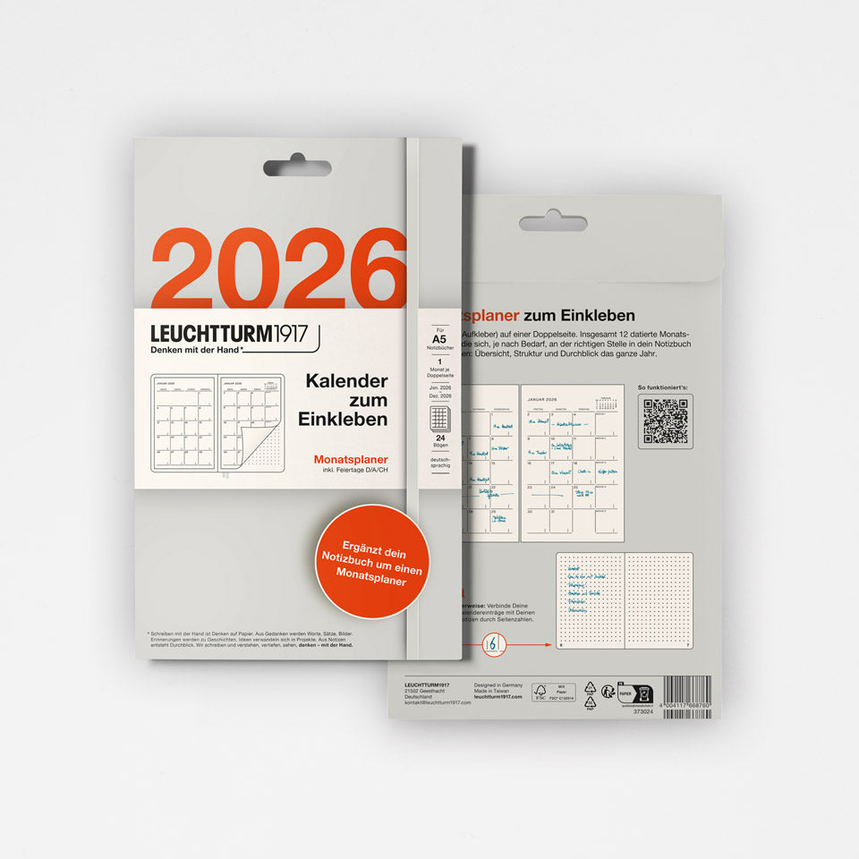 Kalender zum Einkleben 2026 – Monatsplaner