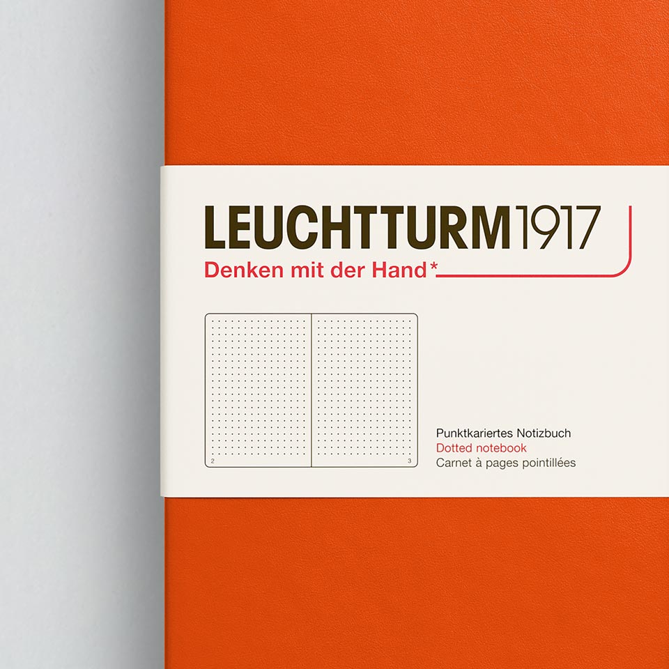 Leuchtturm Notizbuch Medium A5 Hardcover in Pumpkin, gepunktet, Aufsicht #Farbe_Pumpkin