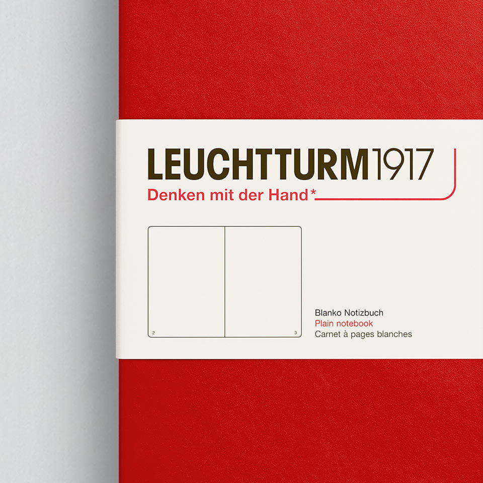 Leuchtturm Notizbuch Medium A5 Hardcover in Cherry, blanko, Aufsicht #Farbe_Cherry