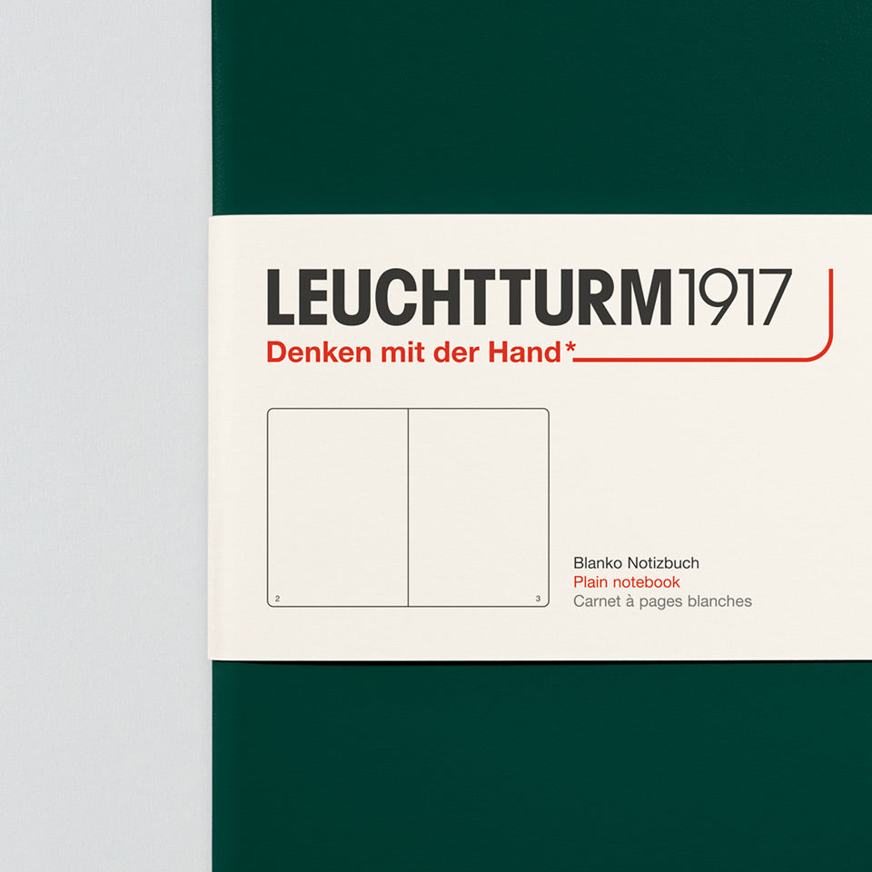 Leuchtturm Notizbuch Medium A5 Hardcover in Forest Green, blanko, Aufsicht #Farbe_Forest Green