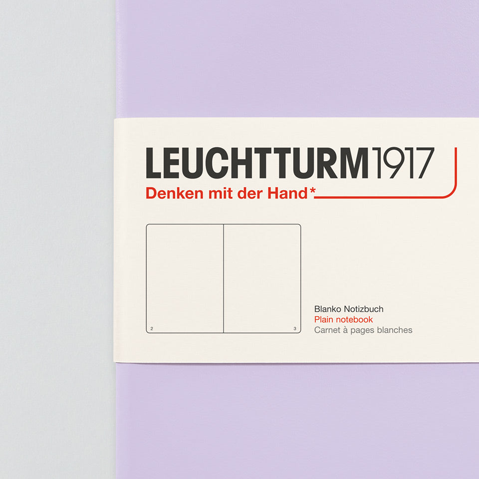 Leuchtturm Notizbuch Medium A5 Hardcover in Lila, blanko, Aufsicht #Farbe_Lila