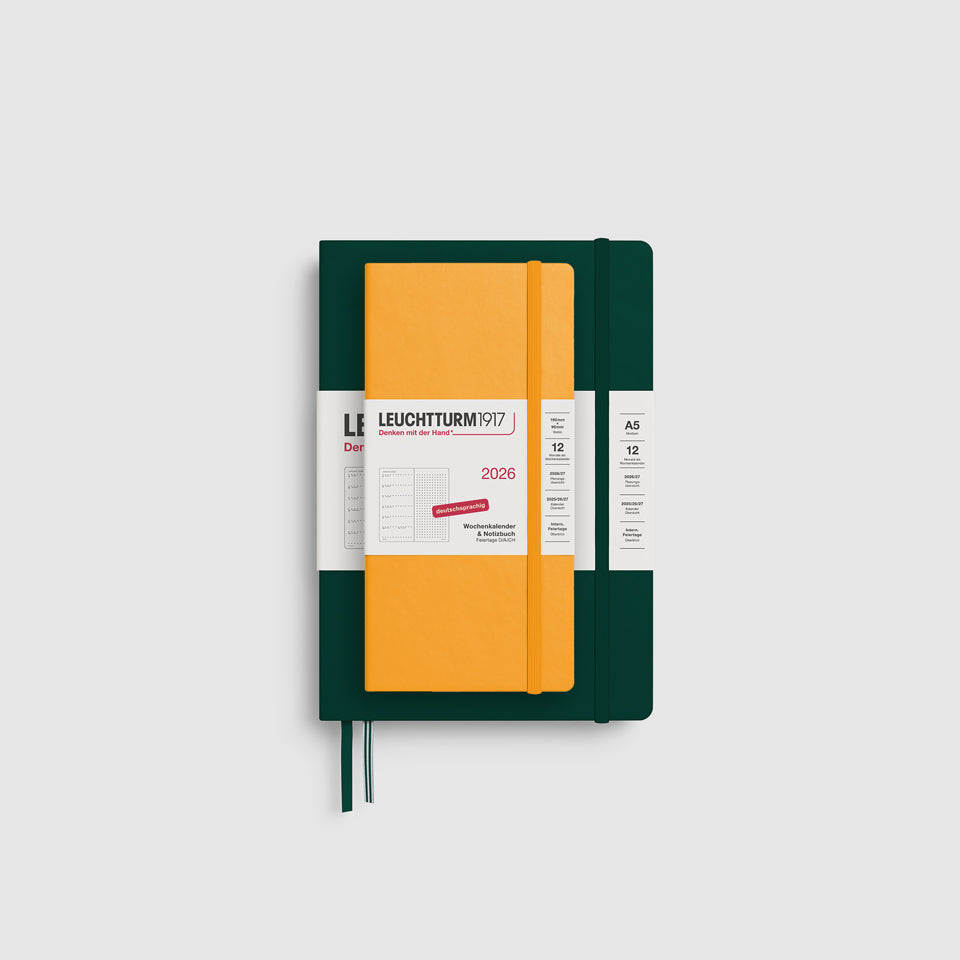 Wochenkalender und Notizbuch 2026 gepunktet
