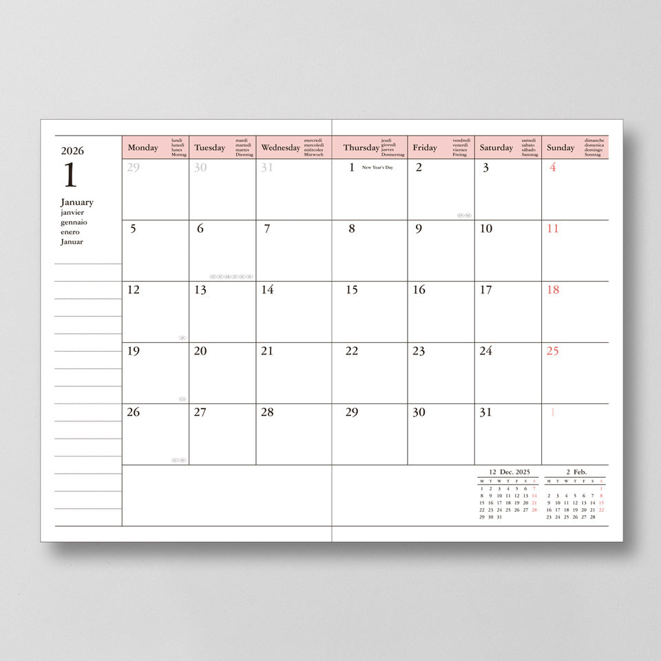 A6 Kalender 2025/26 mit Umschlagtasche Farbe