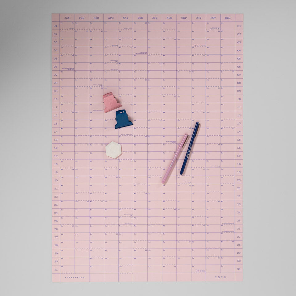 Eisenhauer Wandkalender 2026 – Doppelseitig rosa