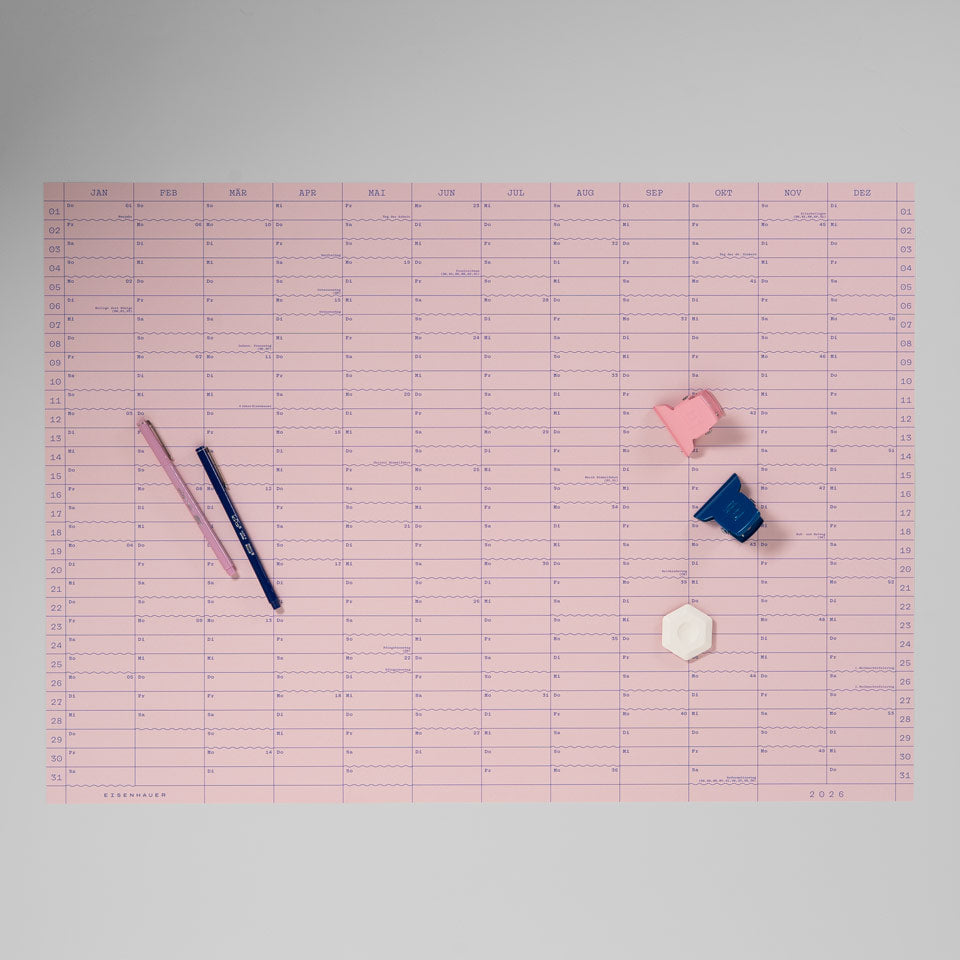 Eisenhauer Wandkalender 2026 – Doppelseitig rosa