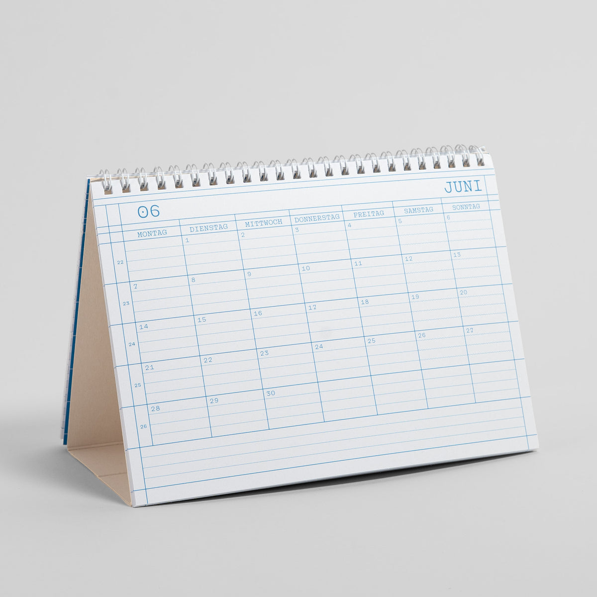 Tischkalender A5 aufgestellt, Monatsblatt Juni 2027