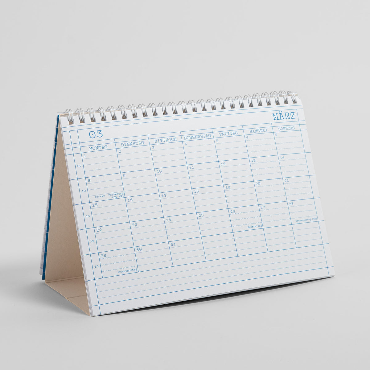 Tischkalender A5 aufgestellt, Monatsblatt März 2027