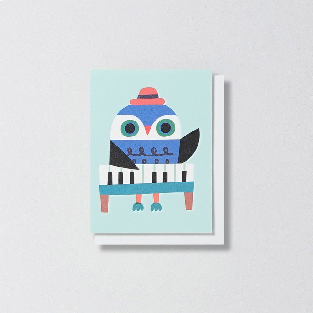 Minikarte Eule mit Klavier