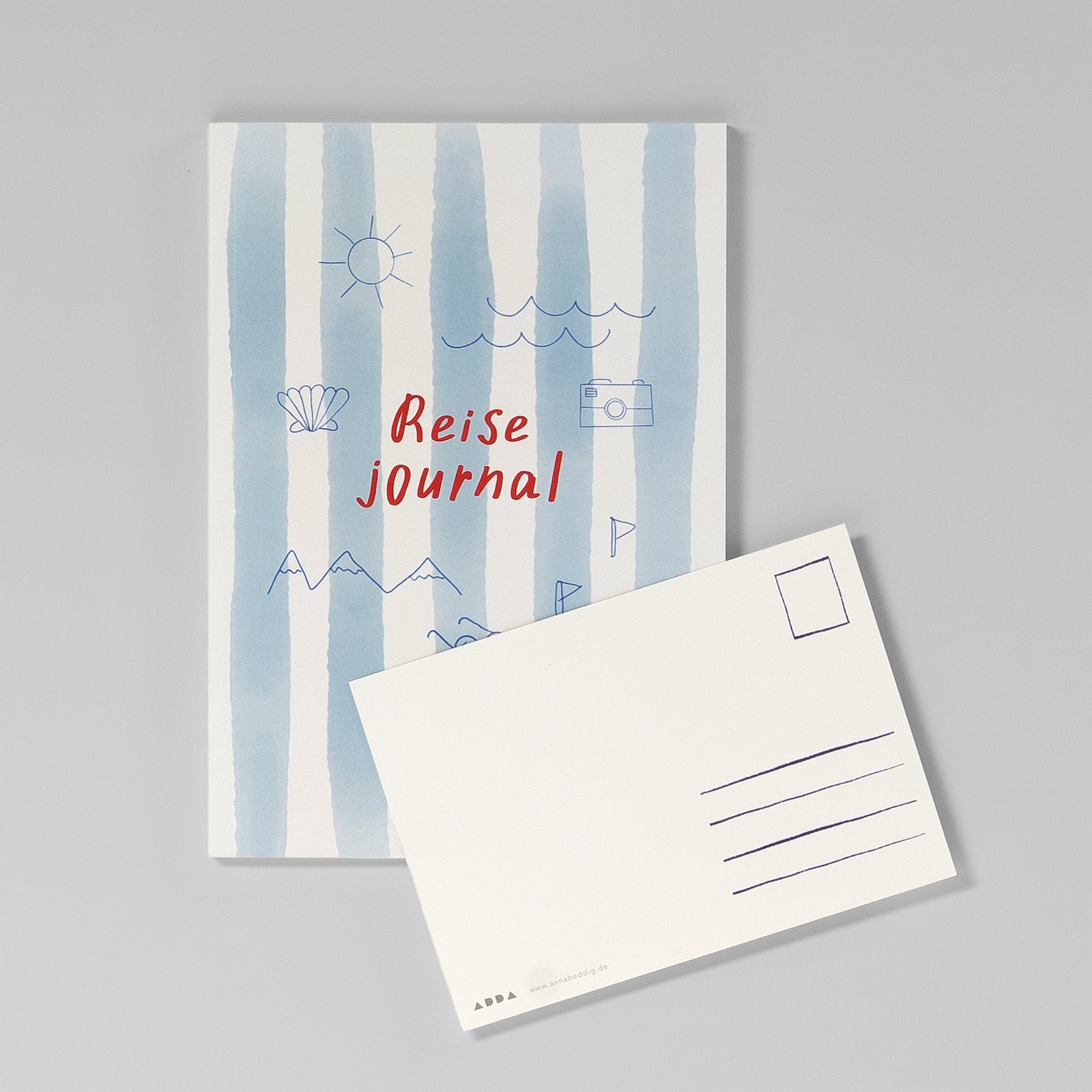 Rückseite der beiliegenden Postkarte mit Adresslinien und Briefmarkenfeld