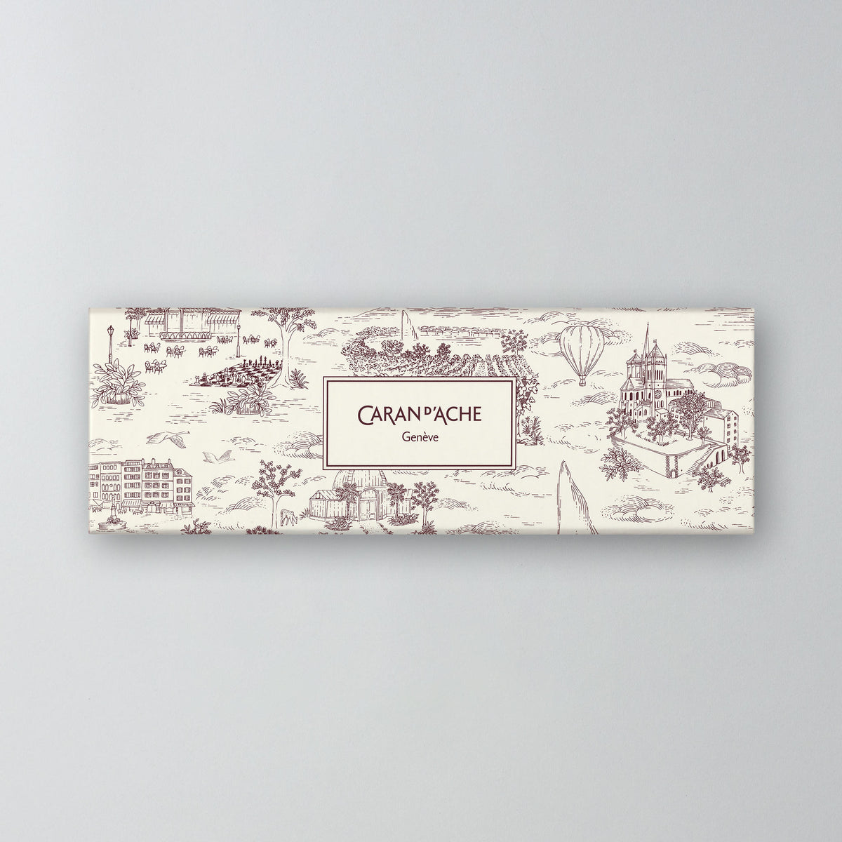 Kartonbox des bordeauxfarbenen Toile de Jouy 849 mit Bordeaux-Motiv #Farbe_Bordeaux