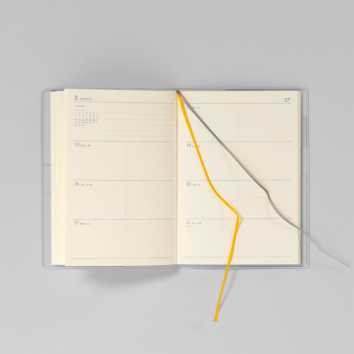 Lesebändchen im Poche Wochenkalender zum Markieren der aktuellen Woche