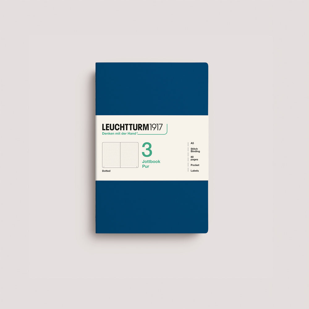 Jottbook Pur Notizheft 3er Set, A5, Cover Indigo-Dunkelblau, gepunktetes Papier #Farbe_Indigo