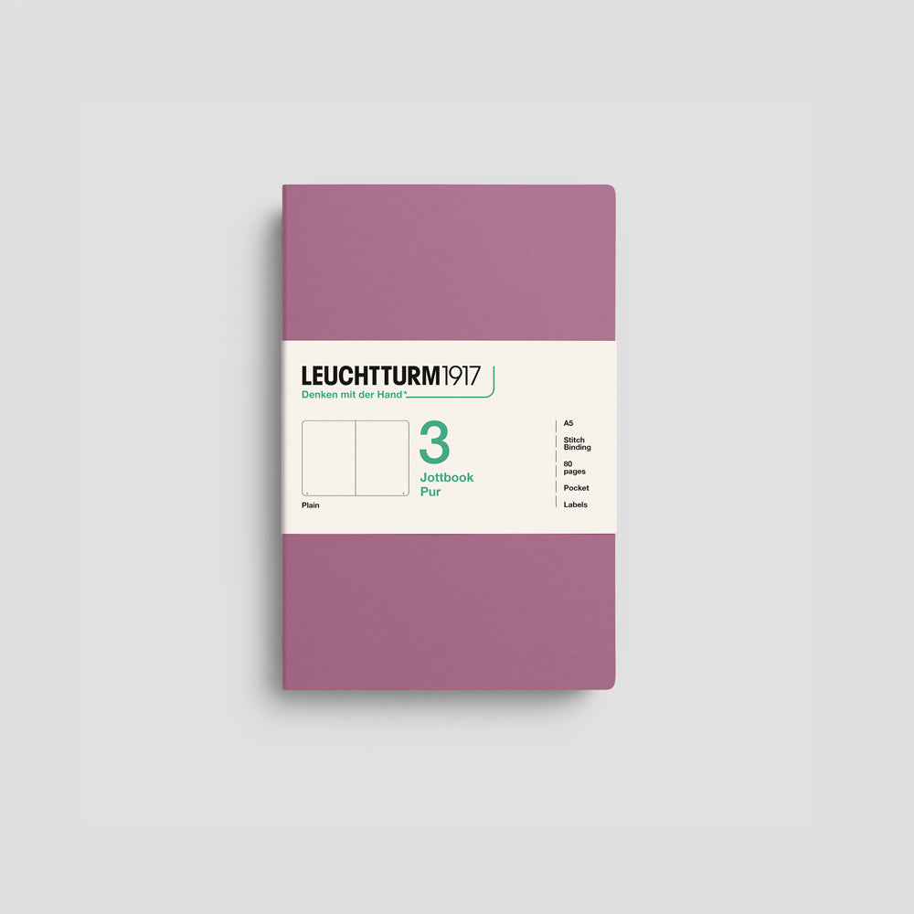 Jottbook Pur Notizheft 3er Set, A5, Cover Dusty Rose, blanko Papier #Farbe_Dusty Rose