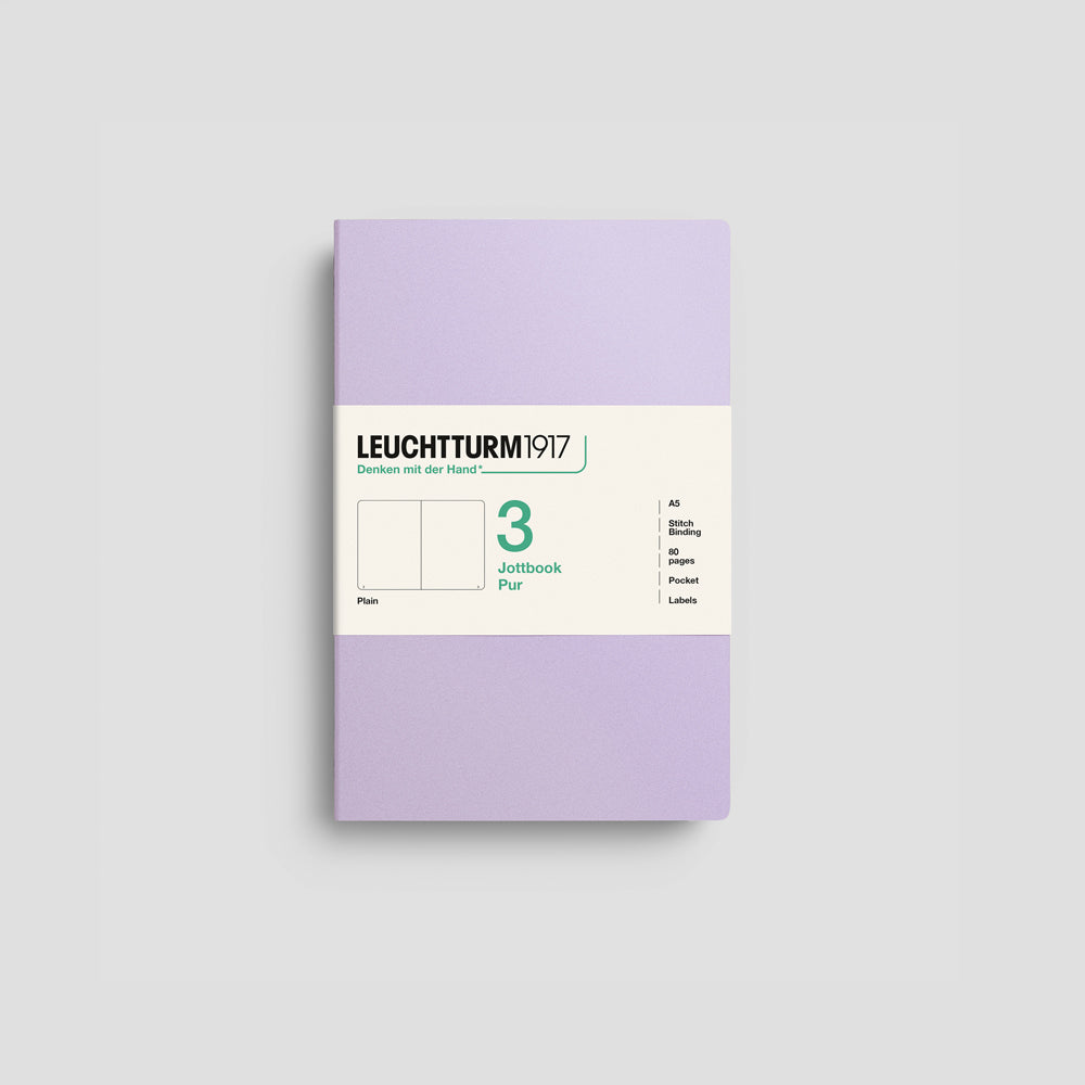 Jottbook Pur Notizheft 3er Set, A5, Cover Lila, blanko Papier #Farbe_Lilac