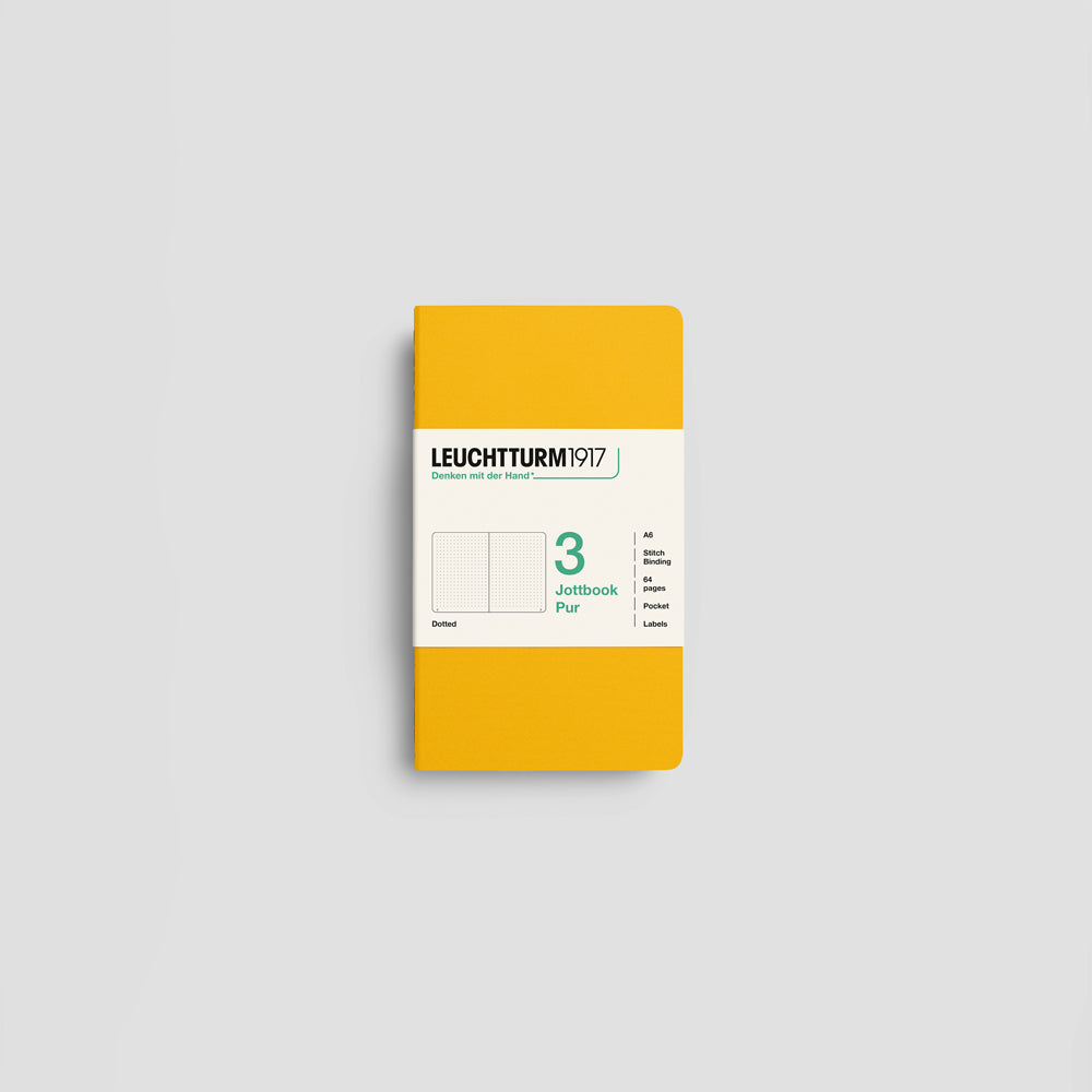 Jottbook Pur Notizheft 3er Set, A6 Pocket, Cover Sonnengelb, gepunktetes Papier #Farbe_Sunflower