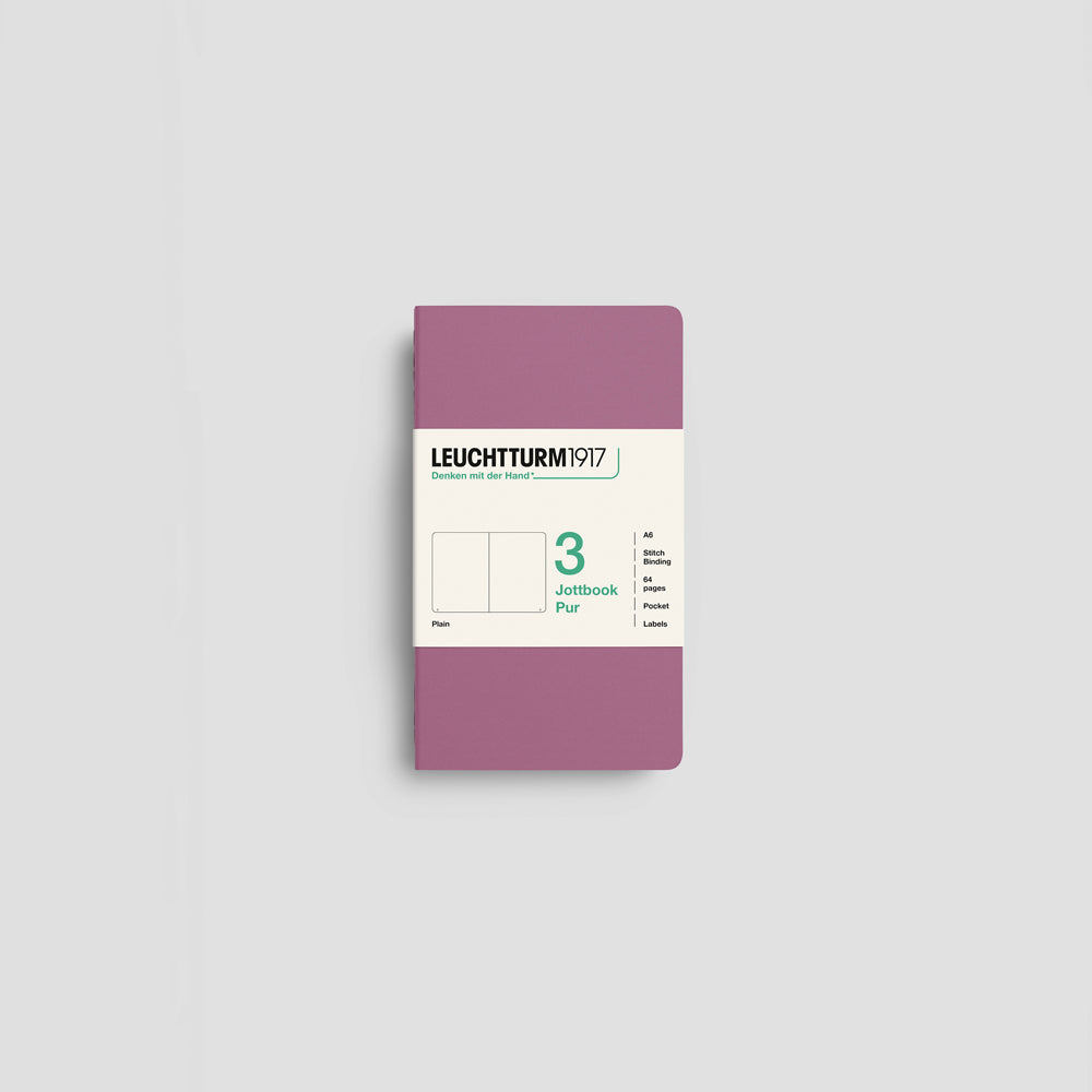 Jottbook Pur Notizheft 3er Set, A6 Pocket, Cover Dusty Rose, blanko Papier #Farbe_Dusty Rose