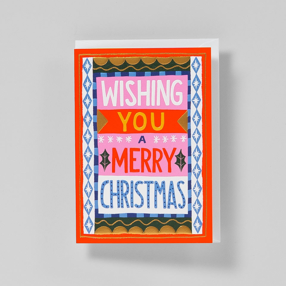 Weihnachtskarte Wishing You A Merry Christmas