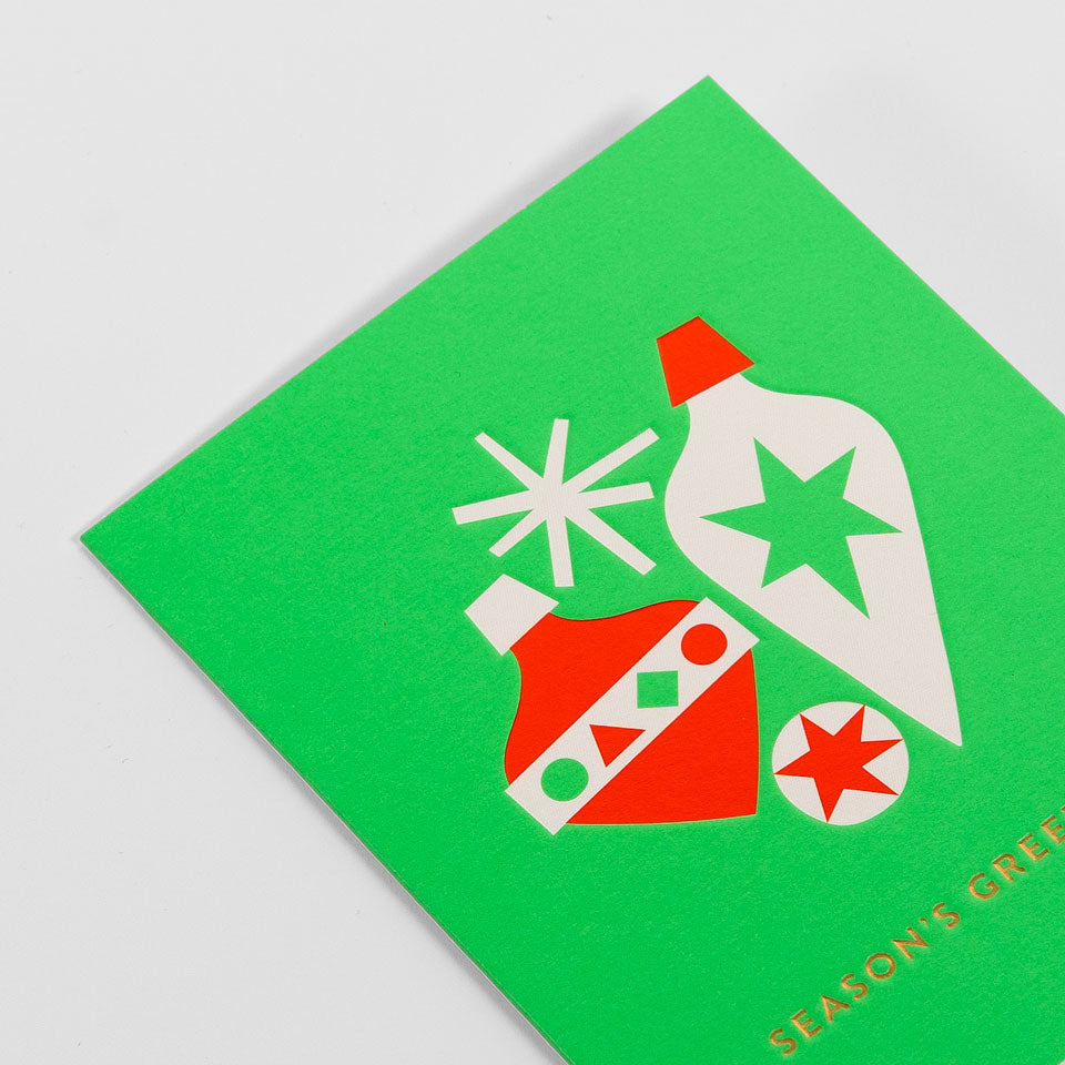 Minikarte Season's Greetings Christbaumkugeln