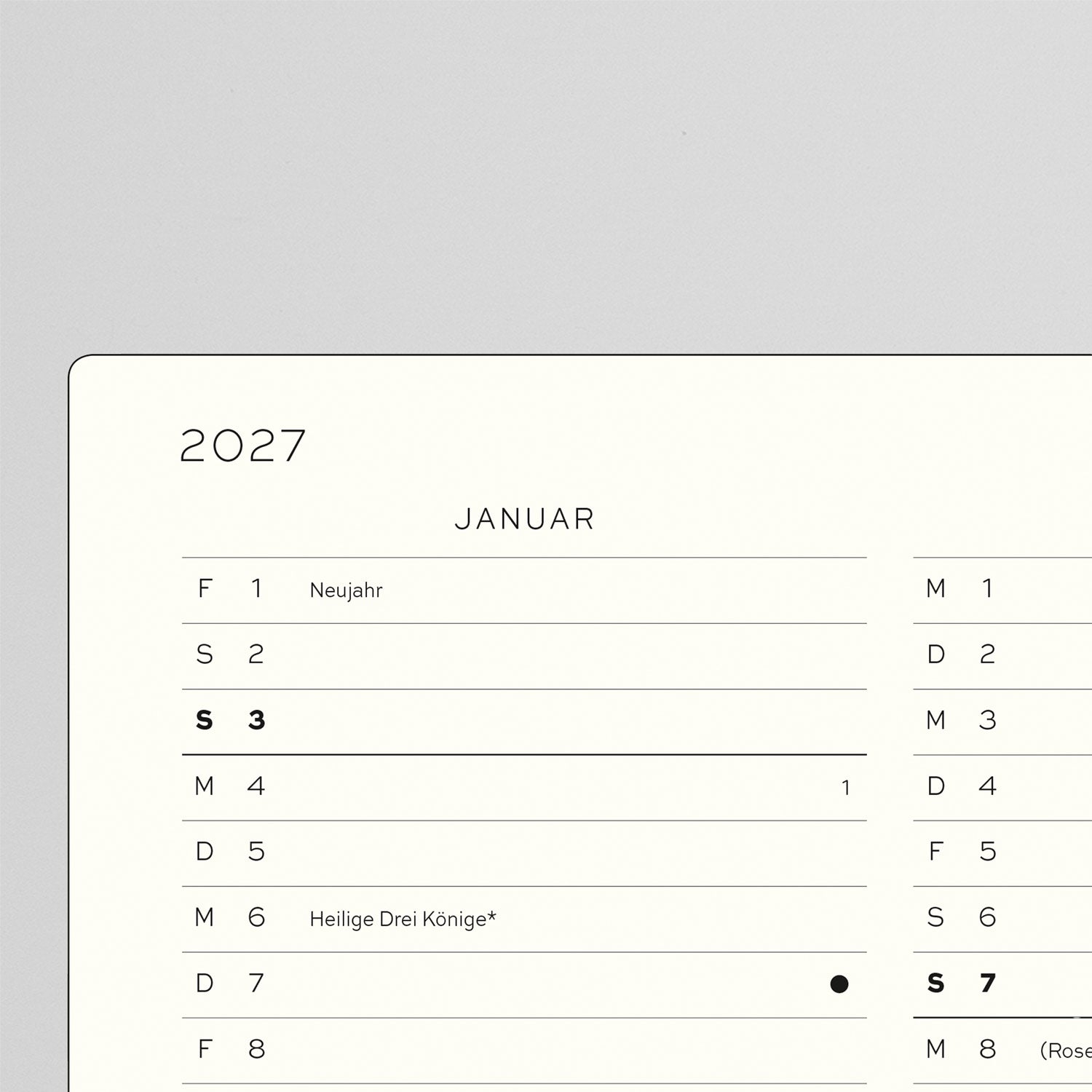 18 Monate Wochenkalender und Notizbuch 2026/2027