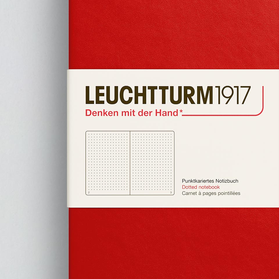 Leuchtturm Notizbuch Medium A5 Hardcover in Cherry, gepunktet, Aufsicht #Farbe_Cherry