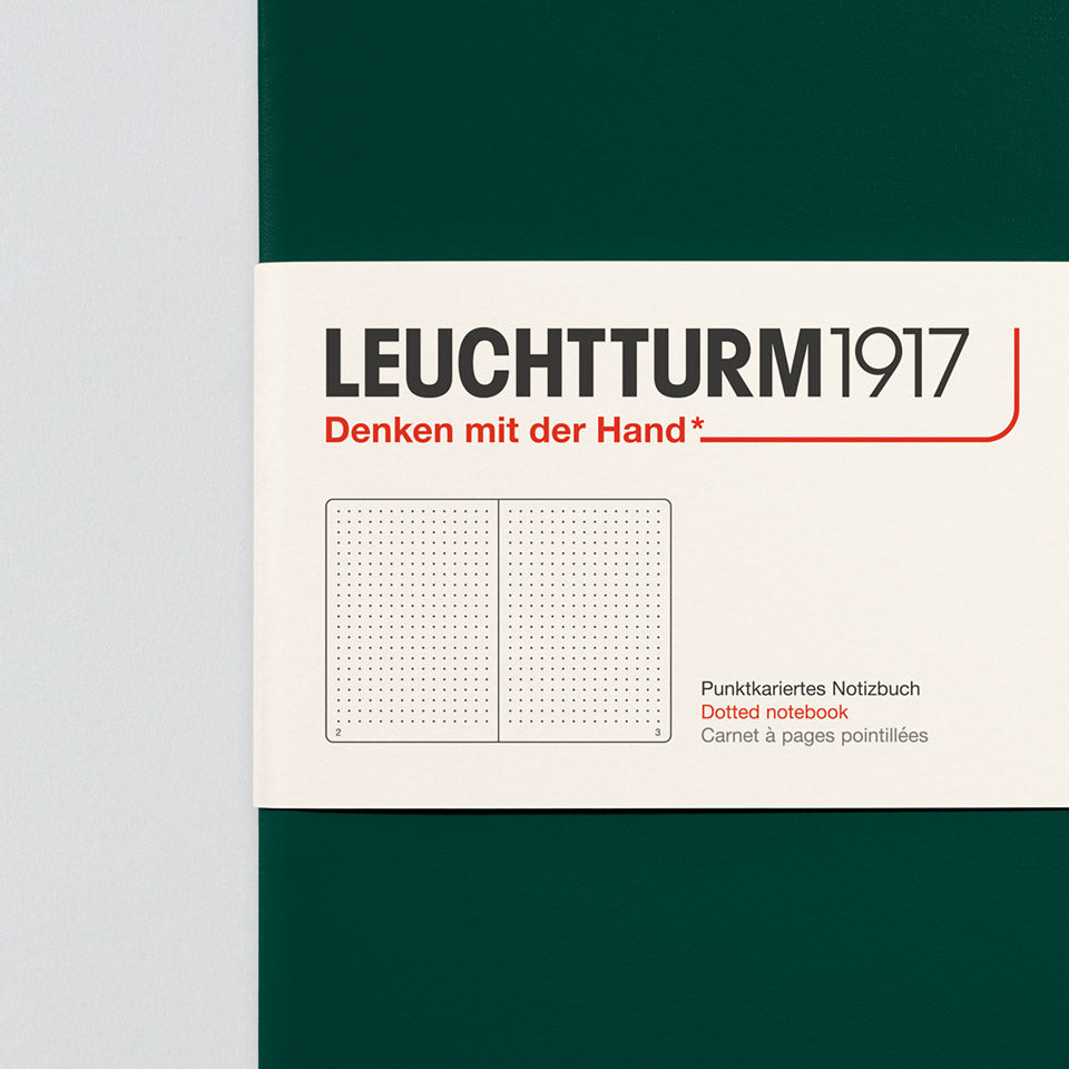 Leuchtturm Notizbuch Medium A5 Hardcover in Forest Green, gepunktet, Aufsicht #Farbe_Forest Green