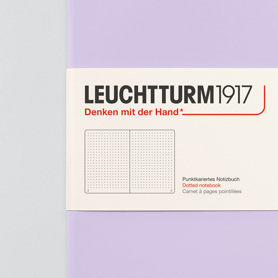 Leuchtturm Notizbuch Medium A5 Hardcover in Lila, gepunktet, Aufsicht #Farbe_Lila