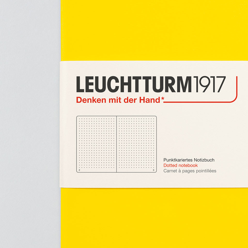 Leuchtturm Notizbuch Medium A5 Hardcover in Zitrone, gepunktet, Aufsicht #Farbe_Zitrone