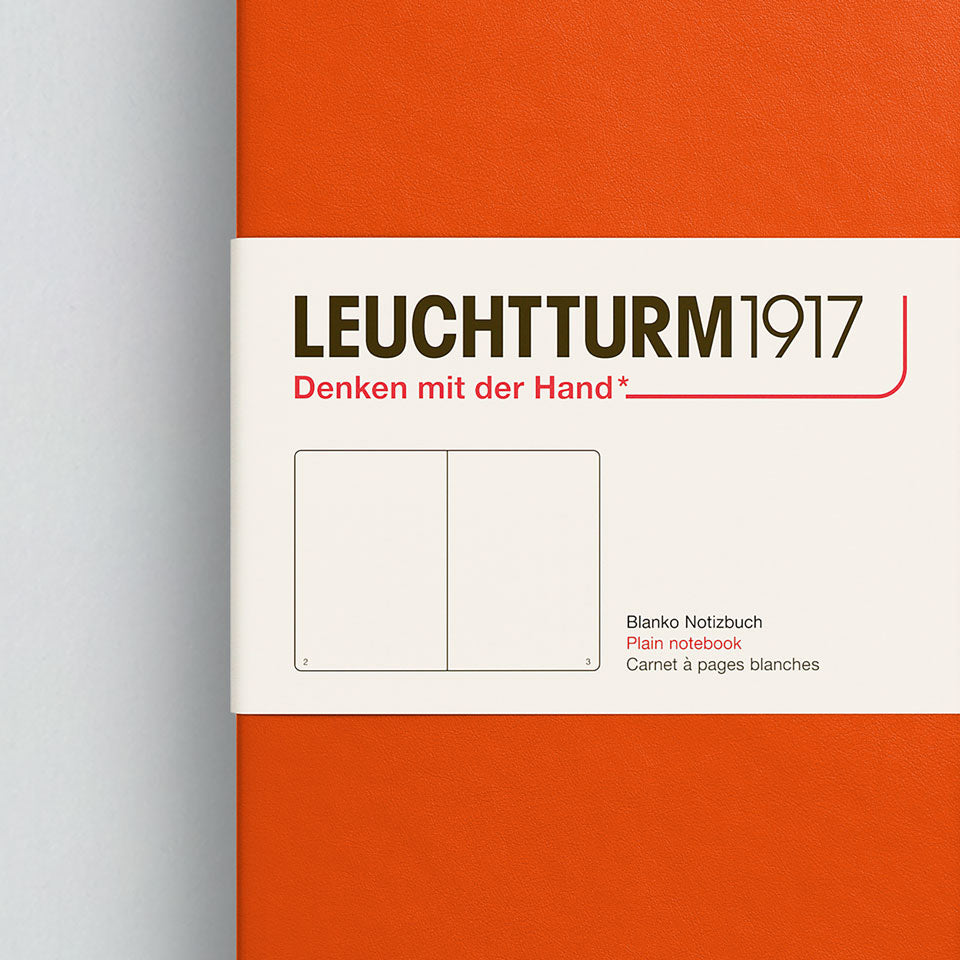 Leuchtturm Notizbuch Medium A5 Hardcover in Pumpkin, blanko, Aufsicht #Farbe_Pumpkin