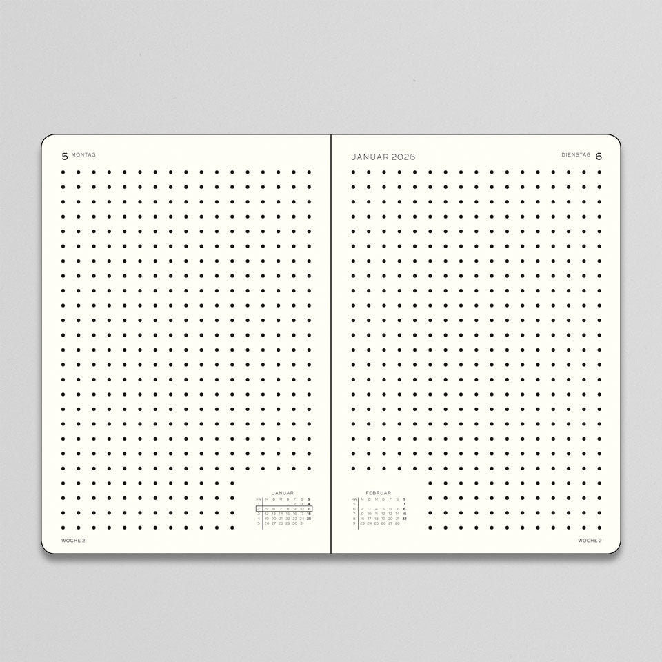 Tageskalender Medium A5 2026 / gepunktet