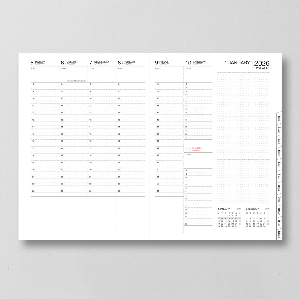 A5 Kalender 2025/26 mit Umschlagtasche Verlauf
