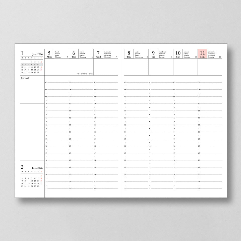 A6 Kalender 2025/26 mit Umschlagtasche Farbe