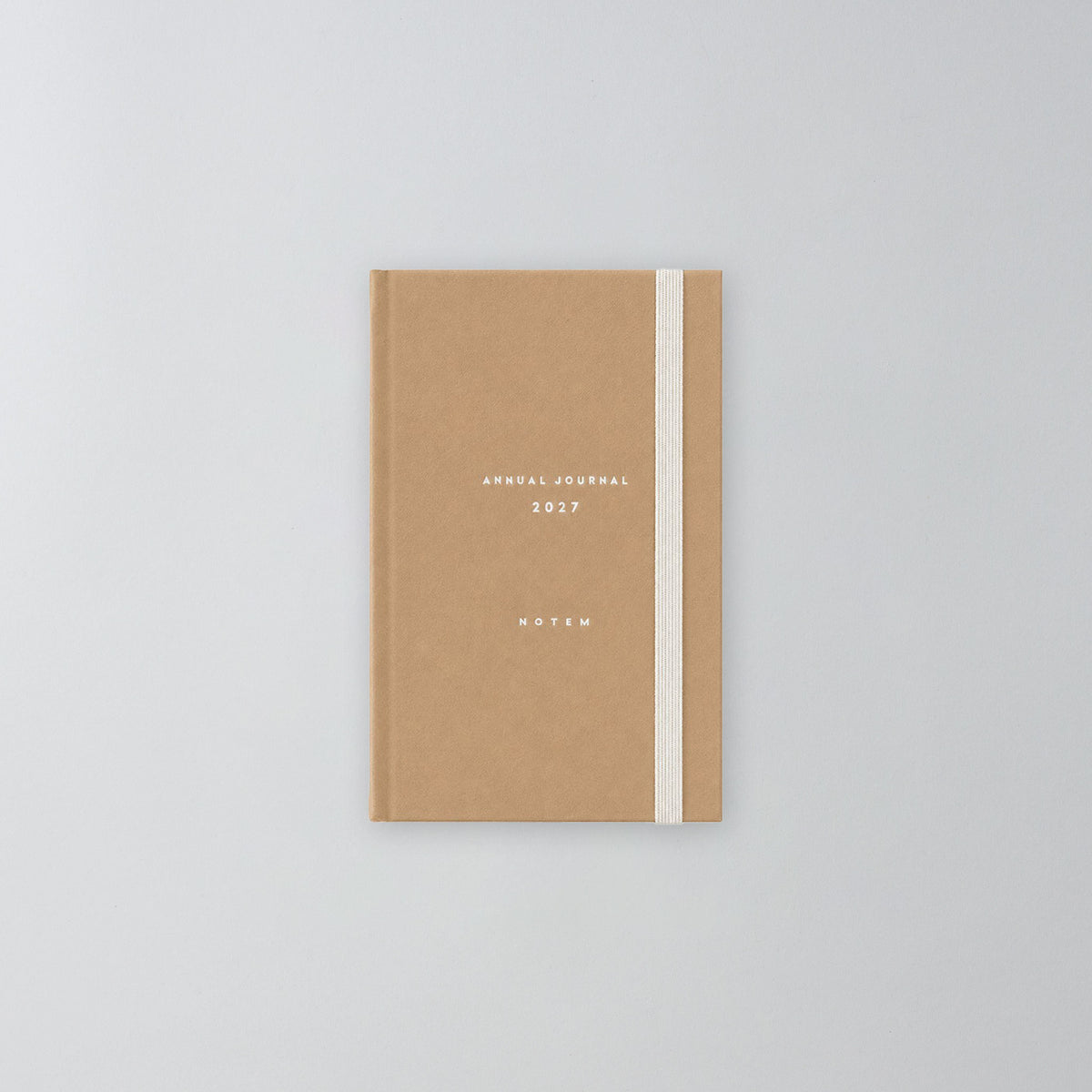A6 Jahreskalender 2027 im Farbton Sand, kleines Hardcover-Journal mit Stoffbezug #Farbe_Sand