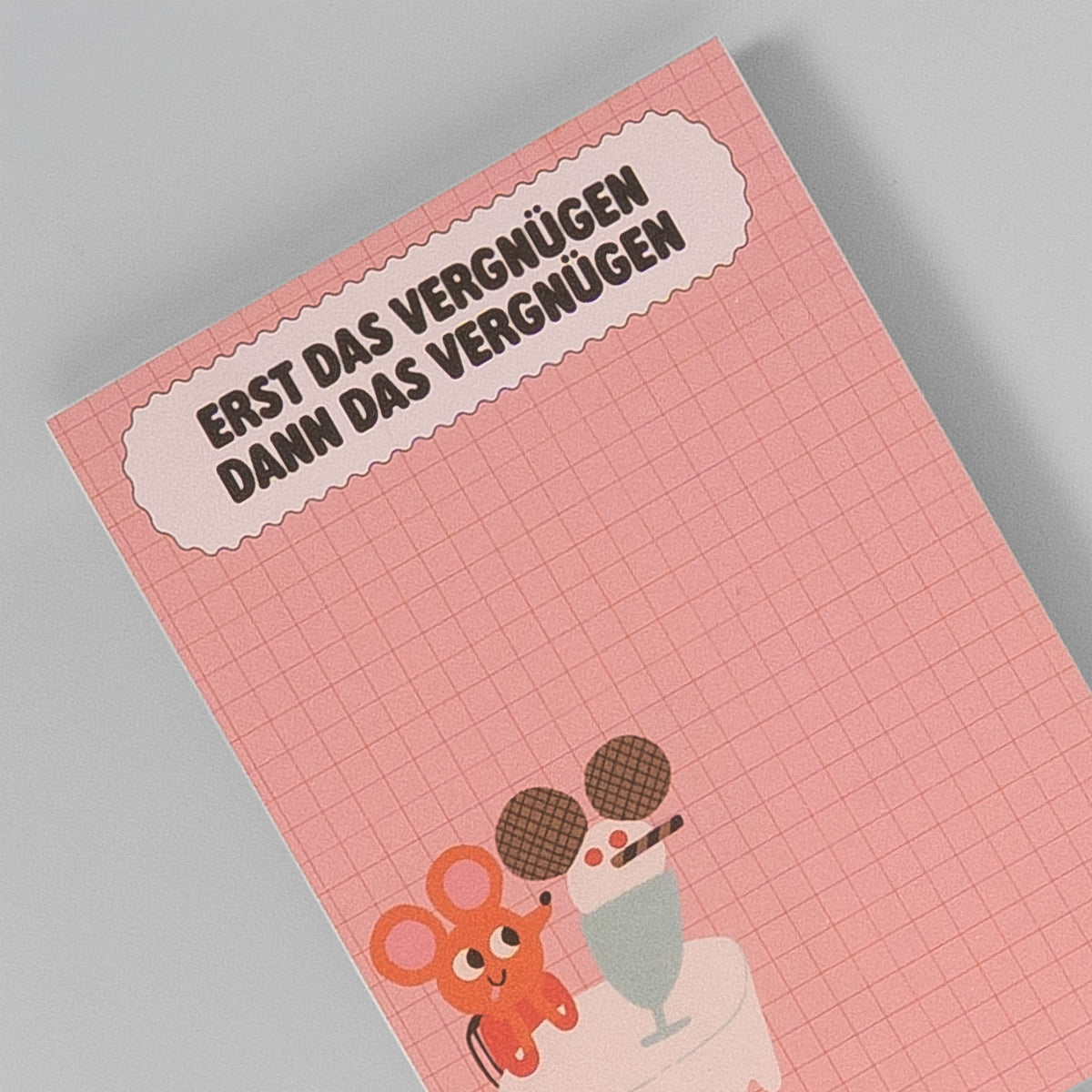 Detailansicht des Slinga Notizblocks Erst das Vergnügen