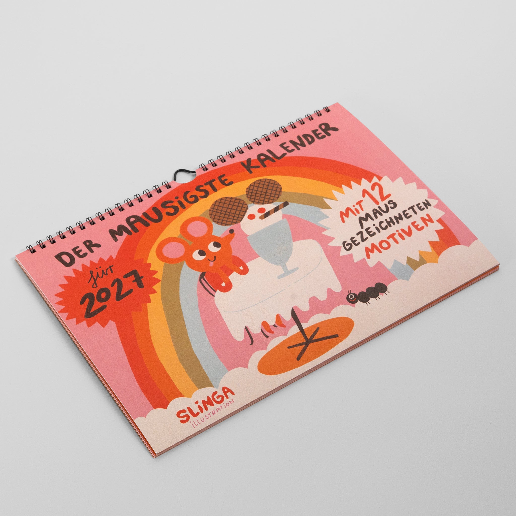 Detailaufnahme des Covers mit handgeschriebenem Schriftzug Der Mausigste Kalender für 2027