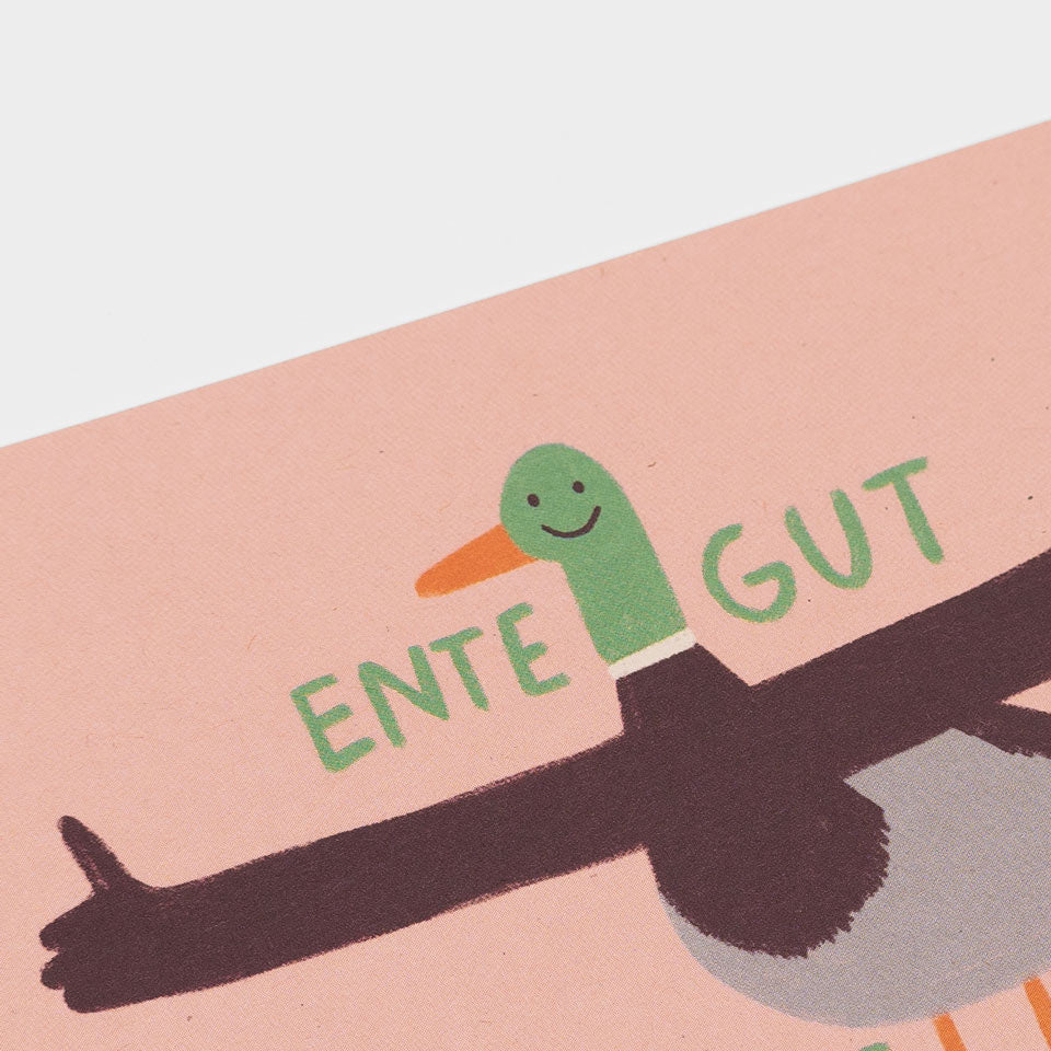 Postkarte Ente gut Daumen hoch