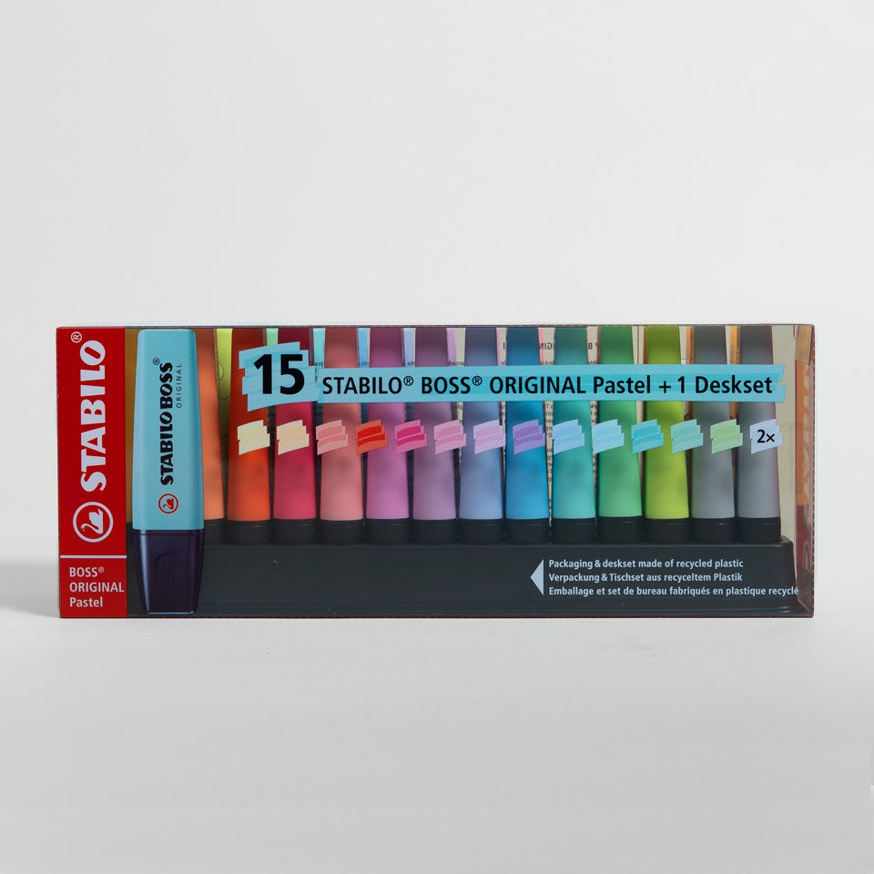 15er Set Textmarker Stabilo pastell