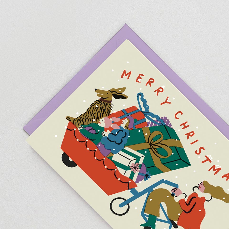 Weihnachtskarte Lastenrad